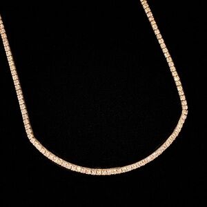 Gold CZ Tennis Necklace | Dainty Adjustable Layering Chain | Classic Sparkle